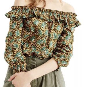 J. Crew Ratti Elephant Print Off The Shoulder top